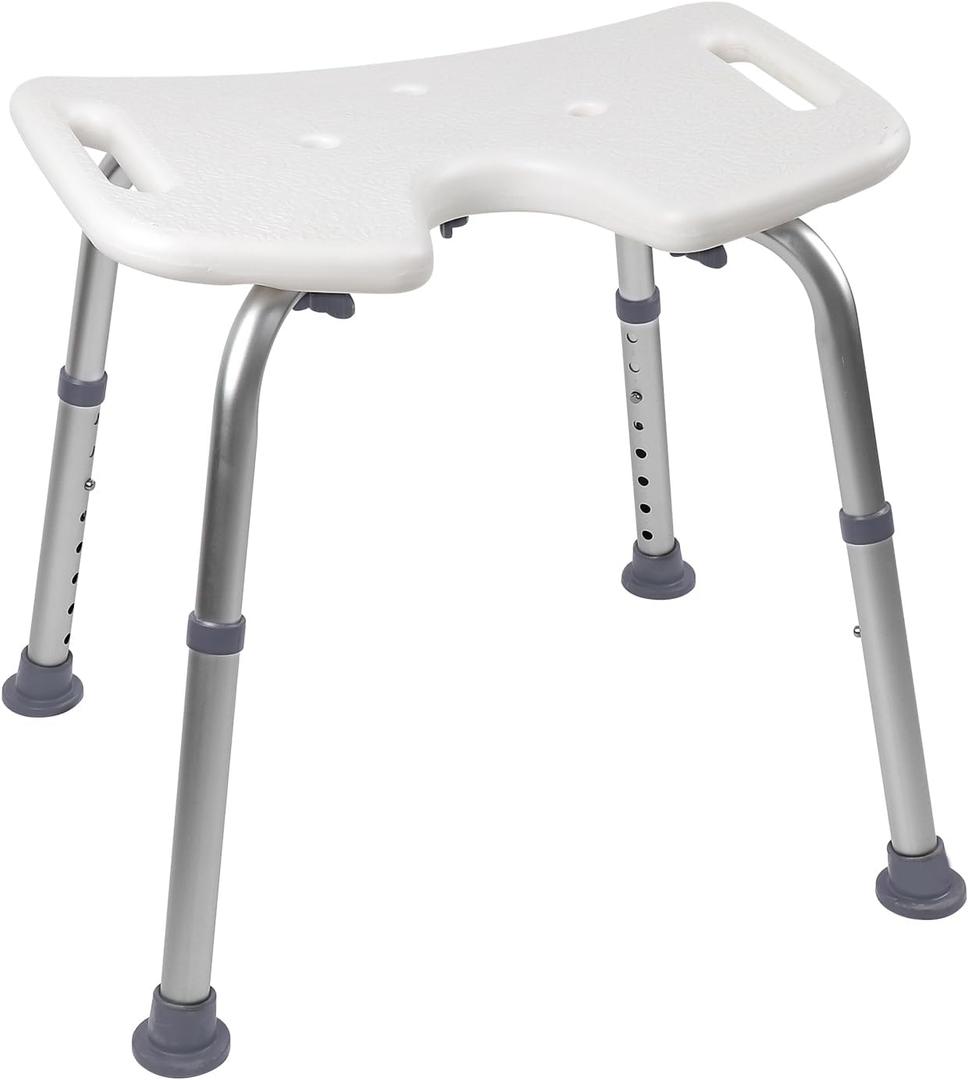 Medical U-Shaped Shower Chair for Inside Shower or Tub, Adjustable Bath Seat with Cutout for Hygiene,Wide Shower Bench for Seniors,Elderly and Disabled, Tool-Free Setup, Certified 300lbs,White (19 Inch (Pack of 1))