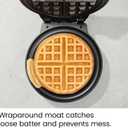 Chefman Anti-Overflow Belgian Waffle Maker w/Shade Selector, Temperature Control, Mess Free Moat, Round Iron w/Nonstick Plates & Cool Touch Handle, Measuring Cup Included, Black