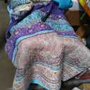 WONGS BEDDING Boho Queen Quilt Set, Blue Purple Bohemian Queen Quilt Bedding Set, Lightweight Microfiber Bed Decor Bedspread for All Season 96"x90"(3 Pieces)