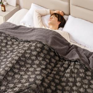 Bearhug Electric Blanket Twin Size 62" x 84", Grey Flower Patterns Faux Fur & Warm Sherpa Heated Blanket, 10 Heating Levels & 112H Auto Off, ETL Certified, Machine Washable