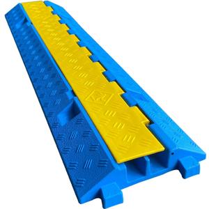 1 Pack Blue Rubber Cable Ramp Hose Cable Protector Ramp 2 Channel 22000Lbs Load Capacity Traffic Speed Bump Wires Power Lines Extension Cord Cover for Indoor Outdoor (B2XC06-1)