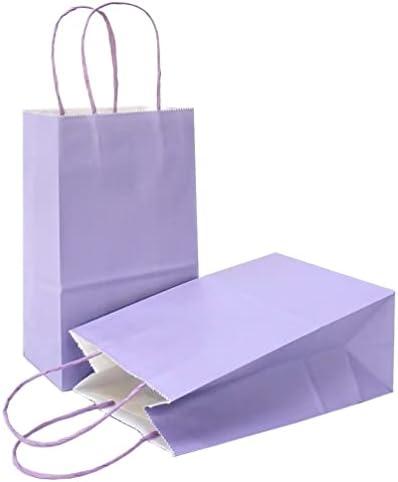 AZOWA Gift Bags Large Kraft Paper Bags with Handles (10.6 x 8.7 x 4.3 in, Light Purple Color, 50 Pcs)