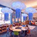 Lounsweer 43 Pcs Classroom Cloud LED Light 3D Sensory Cloud LEDLight for Ceiling DIY Hanging Cloudy Decor LED String Light Preschool Back to School Decor for Calm Room Reading Corner Classroom Nursery