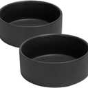 SPUNKYJUNKY 13.5OZ Ceramic Dog and Cat Bowl, Modern Cute Weighted Food Water Bowl for Replacement Black (2 Pack)