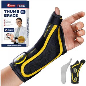 FEATOL Thumb Brace Left Hand - Ergonomic Support for Trigger Thumb, De Quervain's Tenosynovitis, Lightweight Wrist Brace for Carpal Tunnel, Size S/M, 5"-6.5"