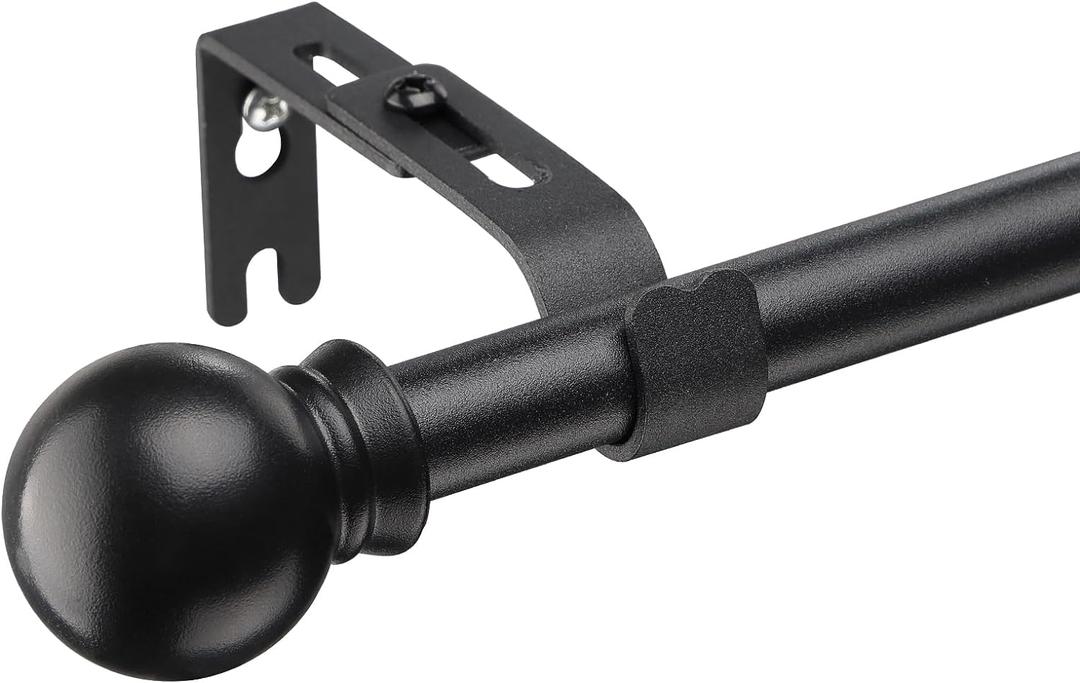 YeYeBest Curtain Rods for Windows 28 to 64 Inch, 5/8 Inch Metal Curtain Rod Set,Heavy Duty Winbdow Curtain Rod with Brackets Black