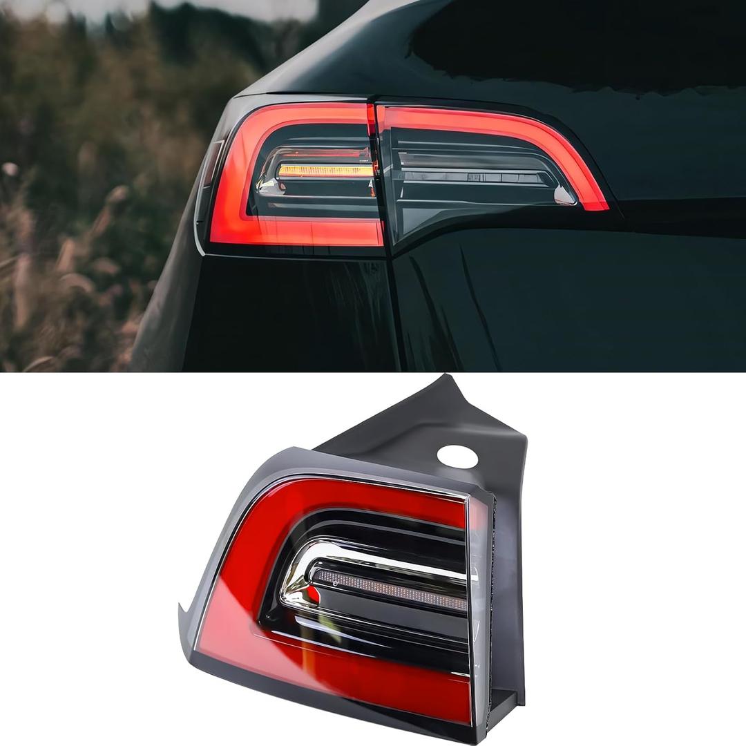 4-PIN Left Tail Light Assembly Compatible With 2019-2024 Tesla Model Y Rear Driver Side Brake Outer LED Tail Lamp Replaces# 1502086-00-D