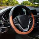 Valleycomfy Microfiber Leather Steering Wheel Covers Universal 15 inch (Brown (Medium(Standard) Size[14.5"-15"])