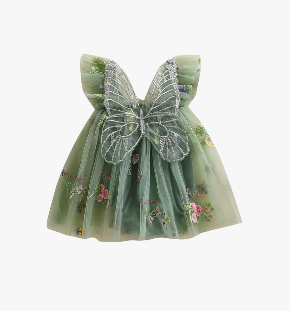 Newborn Infant Baby Girls Clothes Flower Butterfly Embroidery Sleeveless Romper Tulle Mesh Dress Toddler Bodysuit 6-9M