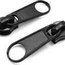 Goyunwell #5 Zipper Pulls Black Nylon Coil Zipper Pull Replacement Bulk 30pcs Metal Slider for Purse and Bag Craft Making
