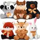 Syhood 6 Pcs Large Woodland Stuffed Animals 11.8 Inch Plush Bear Deer Fox Squirrel Rabbit Raccoon Stuffed Woodland Toys Wild Plush Animal for Birthday Gifts Baby Shower Wedding Party Decor