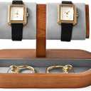 Solid Wood Watch Stand Display Watch Ring Earrings Stand for Men and Women Jewelry Bracelet Wristwatch Organizer for Store and Home(Double) (Double-Flat Tray)