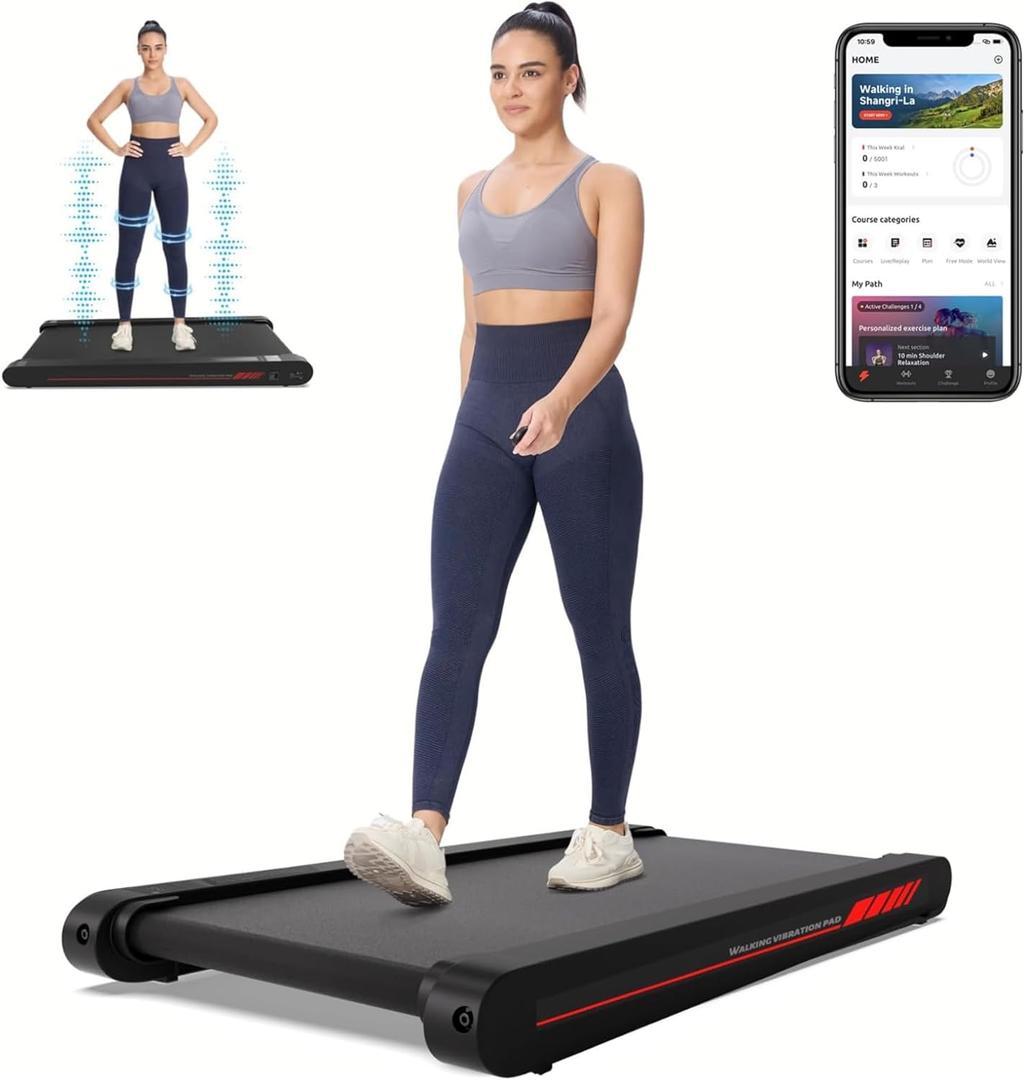 Sperax Walking Treadmill Pad with APP, 3 in 1 Under Desk Treadmill, 400W Low Noise Walking Vibration Pad,Portable Treadmills for Home Office Walking Vibration Pad No Cord or Remote