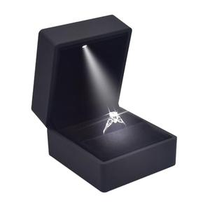Eveynsh Luxury LED Lighted Engagement Ring Box - Elegant Matte Black Ring Case for Wedding Rings, Perfect for Proposal, Anniversary, Ceremony, and Gift Giving, New Version