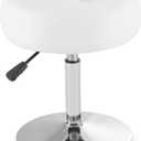 White Vanity Chair for Makeup Room Round Ottoman Tufted PU Leather Makeup Chair Vanity Stools for Bathroom Height Adjustable 360 Swivel