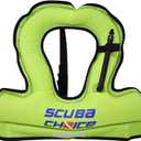 Scuba Choice Youth Kids Snorkel Vest - Neon Yellow/Blue Safety Floatation Aid, Up to 100 lbs, Adjustable Fit with Name Box & Anti-Ride-Up Strap, Easy Oral Inflator & Secure Crotch Strap