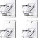 Universal Curtain Rod Holders, No Drill Curtain Rod Brackets, Self Adhesive Curtain Rod Brackets Up to 30 LB, Nail Free Curtain Rod Hooks for Bathroom, Bedroom, Livingroom, Kitchen (4PC, Transparent)