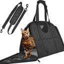 Fully Opening Cat Soft-Sided Carriers, Self-Locking Zipper, Cat Transport Carrier with 3 Pockets, Breathable Cat Carrier Soft, Perfect for Traveling, Outdoor Activity and Driving Up to 16 Lbs(Black)