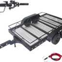1/10 RC Car Trailer Heavy-Duty Metal RC Trailer for 1/10 RC Crawler TRX4 TRX6 SCX10 Gen7 Gen8, Hitch Receiver and Kinetic Winch Strap Included