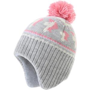 Monimo Girls Winter Hat Knitted Earflaps Girls Beanie Thicken Fleece Lining Kids Winter Hat