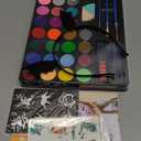 Face Painting Kit for Kids, 24 Colors Water Based Non-Toxic Face Paint with Stencils & Brushes, Professional Body Makeup Set for Halloween, Birthday, Parties with Guide Book Art and Craft Art Supplies