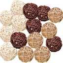 Pemalin Natural Decorative Wicker Rattan Balls- Vase Filler, House Ornament, Christmas Tree Garden Wedding Party Coffee Table Decoration,Craft DIY, Parrot, Bird Toys Balls.