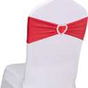 Red Chair Sashes 60 Pack Spandex Red Sashes for Chairs Universal Spandex Chair Sashes Bands with Heart Buckle Slider for Wedding Banquet Party Decorations