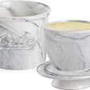 MSJGA Butter Crock for Counter with Water, French Butter Keeper for Spreadable Butter Marble Ceramic Butter Dish with Lid for Countertop, Butter Container Holder