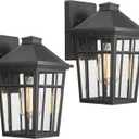Darkaway Outdoor Sconce Lights Wall Light Fixtures, Front Porch Light Outdoor Wall Anti-Rust Waterproof Aluminum with Glass Exterior Light Fixture for Patio, Yard, Doorway, Garage(2 Pack, Black)