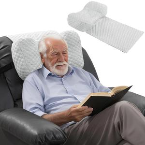 BALAPET Shredded Memory Foam Neck Pillow for Recliners, Ergonomic Headrest Cushion for Neck Pain Relief and Cervical Support, Suitable for Side Sleeping at Home and Office, Patent Pending(Gray), 28.3*16.5*5 inches