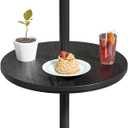Umbrella Table Tray with Hole, Portable Outdoor Side Table, Black, 14.8 x 14.8 x 0.9 inches