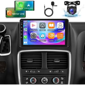 NHOPEEW 9 Inch Touchscreen Android 13 Headunit - Wireless CarPlay & Android Auto/WiFi/EQ/GPS + AHD Backup Camera for Dodge Grand Caravan 2011-2020 and Chrysler Grand Voyager 2011-2015
