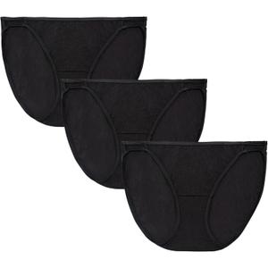 Vanity Fair Women's Illumination String Bikini Panties, Silky Stretch & Satin Trim (7, 3 Pack - Midnight Black)