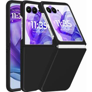 for Motorola Razr 2024/ Razr 2025 Case with Built-in Screen Protector, Slim Fit, Hard Ultra-Thin Black Phone Cases for Moto Razr 2025/Razr 2024,Black