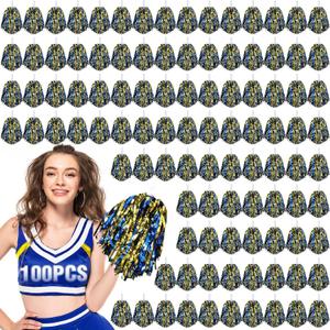 100pcs Metallic Cheerleading Pom Poms Bulk, 25 cm