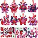 64 Sets Valentine's Day Crafts Kits for Kids, Valentine's Day DIY Monster Cards for Kids, Valentines Paper Craft Hanging Ornament, Valentines Entertainment Activities for Boys Girls School Class Home
