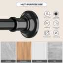 Black Long Curtain Rod Tension Shower Curtain Rods 30 to 120 inch Adjustable Spring Heavy Duty Rods for Bathroom Windows Outdoor No Drill No Slip Spliced and Telescopic Design