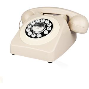 Retro Phone, TelPal Corded Telephone, Old Fashion Telephones, Vintage Antique Desktop Phone, Classic 1980's Landline Phones for Home & Office Decor, Novelty Hotel Telephone with Redial (Ivory)