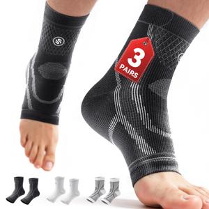 3 Pairs Ankle Brace for Women & Men,[Upgraded Ultra Breathable] Plantar Fasciitis Socks,Ankle Compression Sleeve for Achilles Tendonitis Relief, Heel Pain,Foot Pain and Swelling in Ankle Support (L)