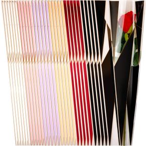 Geyee 300 Pcs Single Rose Sleeve Single Flower Wrapping Bags Floral Cellophane Bag Plastic Waterproof for Floral Bar Supplies Graduation Engagement Wedding Florist Gift, 6 Colors