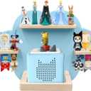 for TonieBox and Tonie Shelf Cloud, Tonies Storage for 12-20 Tonie Figures Characters Magnetic Wall Shelf for Tonies Toniebox, Charging Station (Blue-Without Box Holder)
