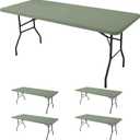 Fitted Tablecloth for 6 Foot Rectangle Tables-4 Pack Sage Elastic Outdoor Picnic Table Cover-Spandex Stretch Folding Table Cloths 6 ft for Camping Dining Room Patio Kitchen Banquet Party