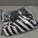 RUODON 5PCS Women Black and White Striped Blazer Pants Pinstripe Suit with Green Curly Wig and Tie, Halloween Cosplay Costume, Size M