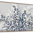 NINEASO Botanical Flowers Framed Wall Art - Indigo Blue and White Floral Canvas Pictures Spring Blooming Painting Gray Background Printing Artwork Living Room Bedroom Home Office Wall Decor 20" x 40"