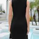 Valiamcep Womens Summer Dresses Crewneck Sleeveless Knit Tank Dress Beach Casual Tshirt Dress (Black, M)