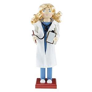 Clever Creations Female Doctor 14 Inch Traditional Wooden Nutcracker, Festive Christmas Décor for Shelves and Tables