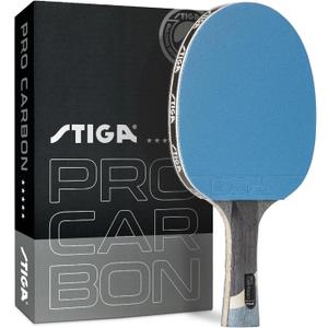 STIGA Pro Carbon + Raptor Performance-Level Table Tennis Rackets with Carbon Technology for Tournament Play - 7-ply Blade with Flared Handles - 2mm Sponge for Enhanced Control and Speed (Blue)