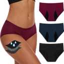 Period Underwear For Women, Leak-Proof Hipster, Brief, Heavy Flow, 3 Pack (X-Large, Multicolor01)