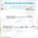 Electrical Outlet Extender - Features USB-A, USB-C and 2 AC Outlets, Free Assembly Extends 18"-28", Rotates 180, Plug Extension Outlet Use Behind Sofas, Nightstands, Desks, Office (White)