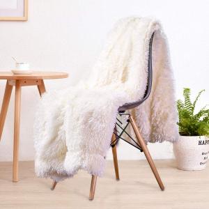 LOCHAS Super Soft Shaggy Faux Fur Throw Blanket, Plush Fuzzy Sherpa Throw Blanket for Couch, Cozy Fluffy Cream White Blankets for Bed Chair Sofa, 30'' x 40''